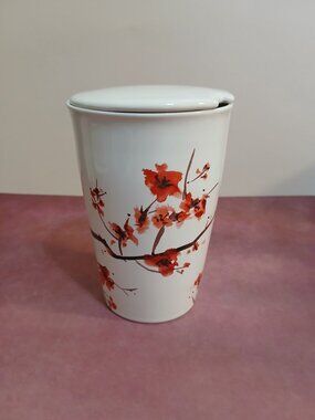 Fiore Cherry Blossom Decorated Teacup with Lid-Tea Forte